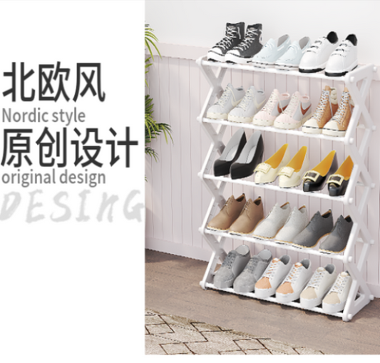 5 Layer Nordic Style X Design Shoe Shelf Rack Black Tool-free assembly