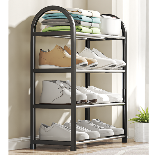 4 Layer Nordic Style Shoe Shelf Rack Black Tool Free Assembly