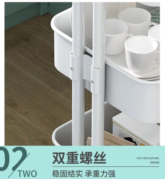 Heavy Duty 3 Tier Fully Carbon Steel Storage Basket Trolley With Smooth-Rolling Wheels, Lock And Handle