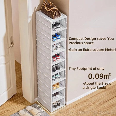 6-Tier Foldable Transparent Shoe Storage Box Organizer