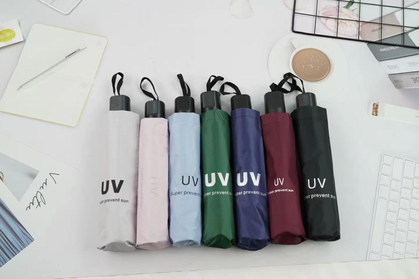 8 Bone High Quality Anti-UV Portable Foldable Rainy Or Sunny Umbrella With Cover