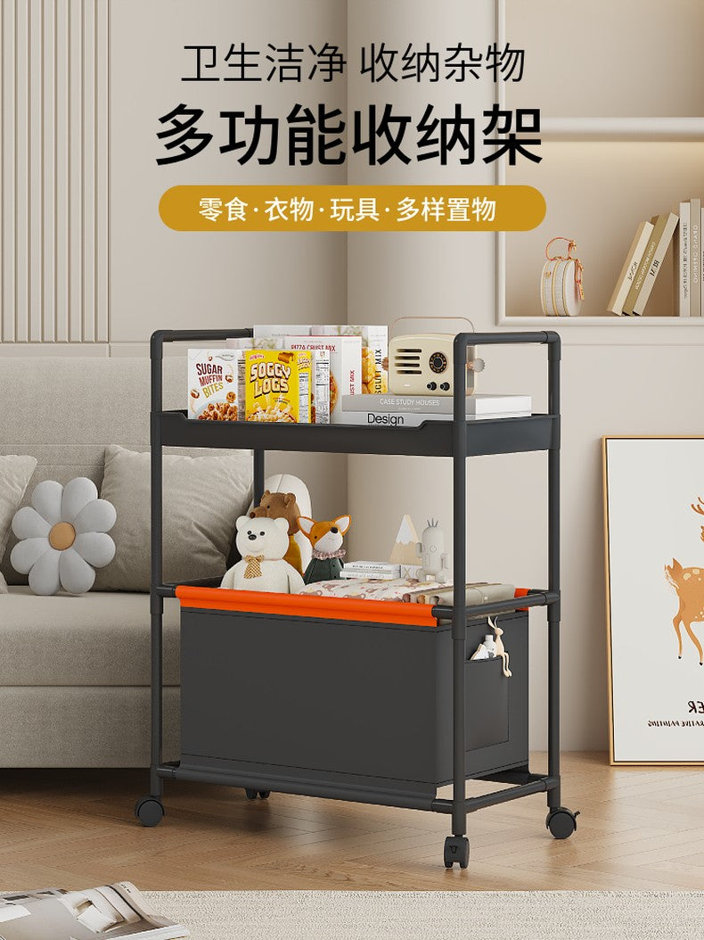 2 Layer (1 Layer Shelf + 1 Layer Basket) Dirty Clothes Hamper / Basket With Roller and Handle Tool Free Assembly