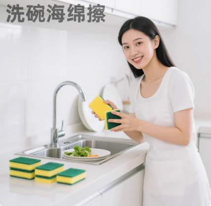 LSJ High-Density Dual-Sided Scouring Pads Durable Cleaning Sponges 10pcs Pack
