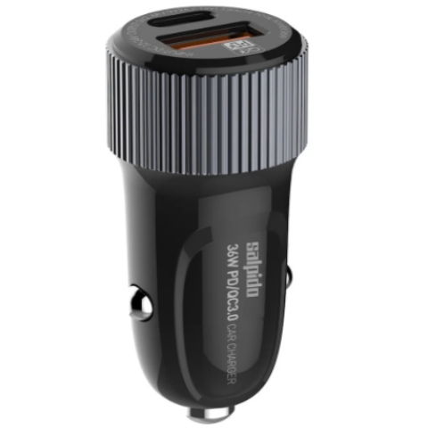 Salpido 38W Car Charger QC3.0 +PD3.0 Dual USB Fast Charger With USB TO USBC 1M Cable 1 Year Warranty