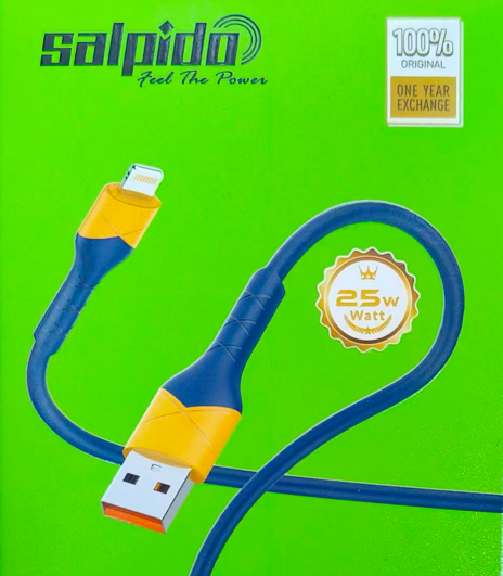 Salpido USB Lightning 25W 1M Fast Charging & Sync Cable 1 Year Warranty