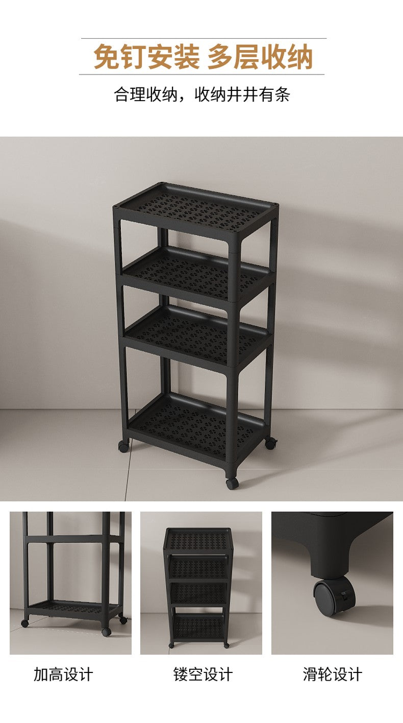 4 Layer Tool Free Assembly Multifunction Shelves With Roller Tool-free assembly