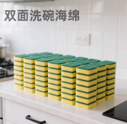 LSJ High-Density Dual-Sided Scouring Pads Durable Cleaning Sponges 10pcs Pack