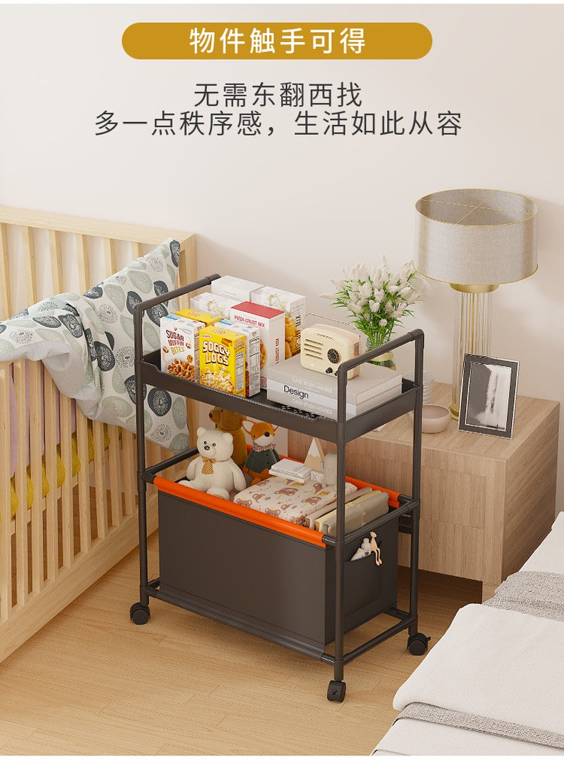 2 Layer (1 Layer Shelf + 1 Layer Basket) Dirty Clothes Hamper / Basket With Roller and Handle Tool Free Assembly