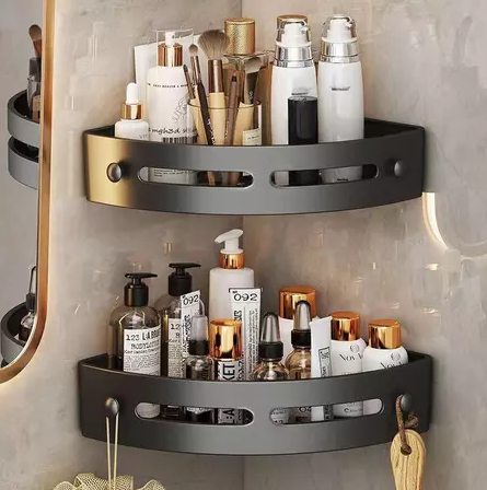 Triangular Corner Wall-Mounted Screwless Storage Basket 1099