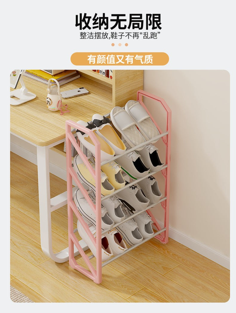 4 Layer Slanted Shoe Shelf Rack Black Tool Free Assembly