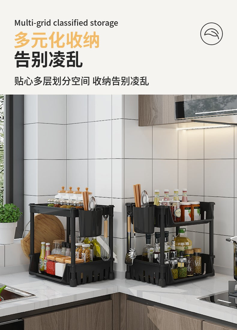 2 Layer Screwless Tool-Free Multifunction Table Shelves / Basket Without Roller Tool Free Assembly