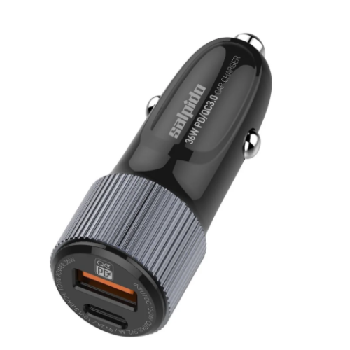 Salpido 38W Car Charger QC3.0 +PD3.0 Dual USB Fast Charger With USB TO USBC 1M Cable 1 Year Warranty