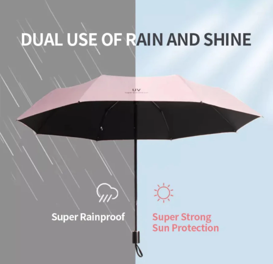 8 Bone High Quality Anti-UV Portable Foldable Rainy Or Sunny Umbrella With Cover