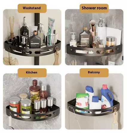 Triangular Corner Wall-Mounted Screwless Storage Basket 1099