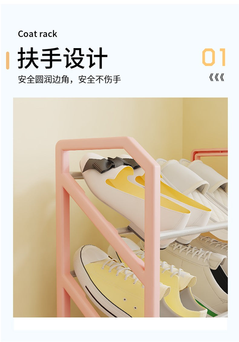 4 Layer Slanted Shoe Shelf Rack Black Tool Free Assembly