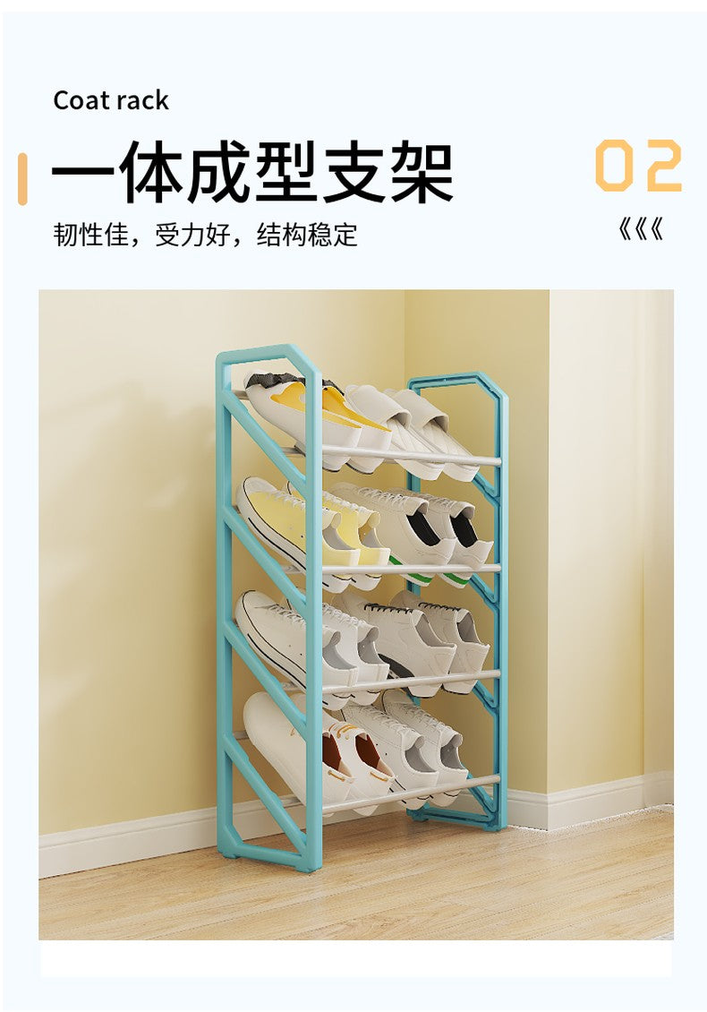 4 Layer Slanted Shoe Shelf Rack Black Tool Free Assembly