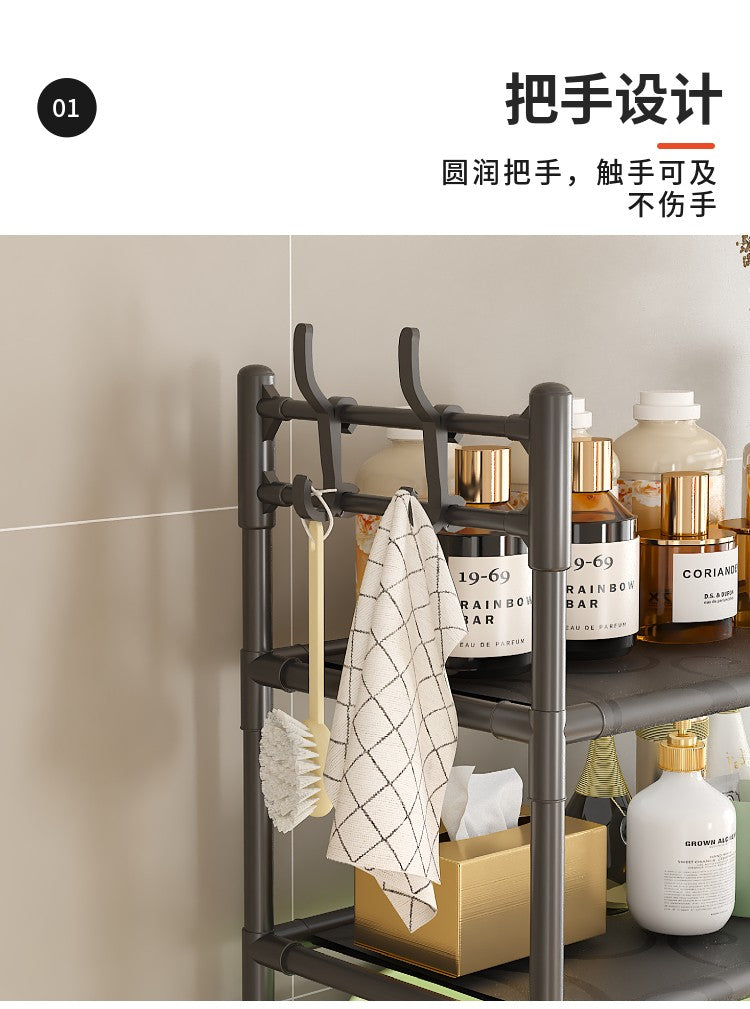 Tool Free Assembly 2 Layer Big Over Washer /Over Toilet /Bathroom /Backyard Shelves and Organizer With Hook