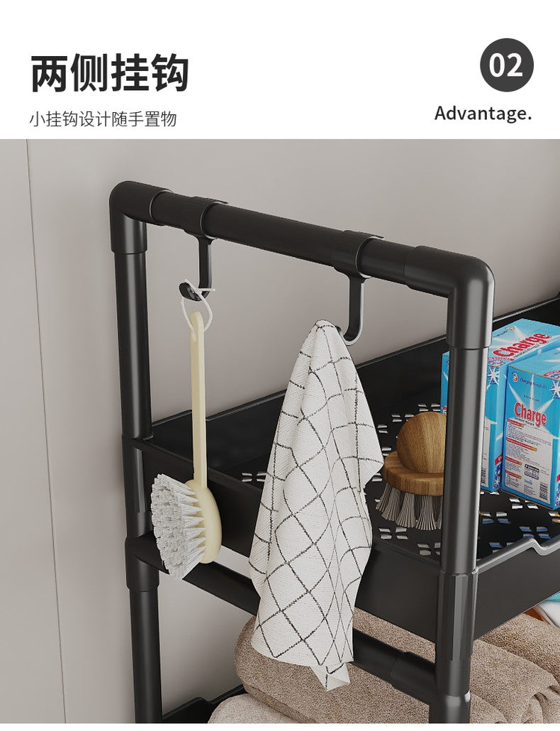 Tool Free Assembly 2 Layer Big Over Toilet Storage / Bathroom Shelves and Organizer With Hook