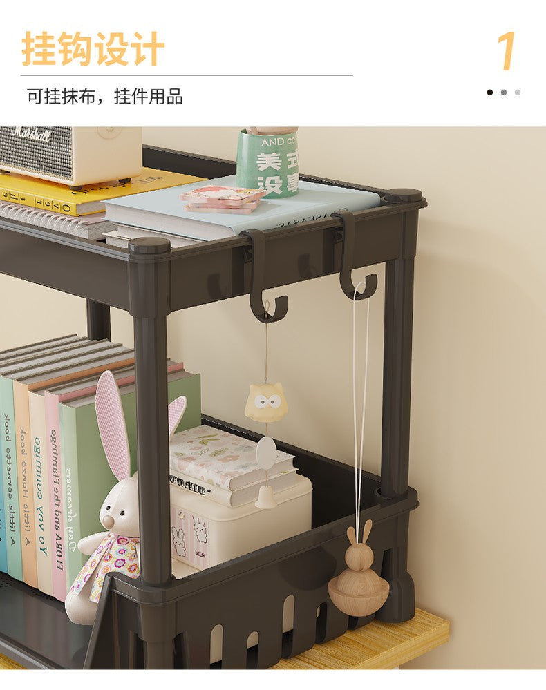 2 Layer Screwless Tool-Free Multifunction Table Shelves / Basket Without Roller Tool Free Assembly