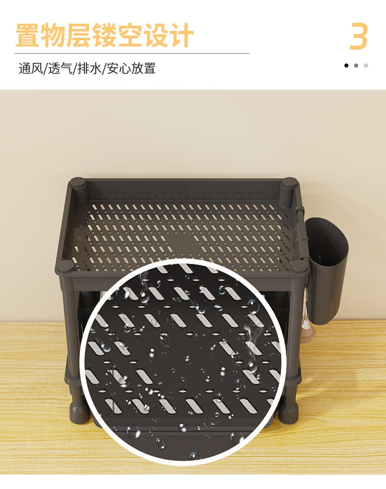 2 Layer Screwless Tool-Free Multifunction Table Shelves / Basket Without Roller Tool Free Assembly