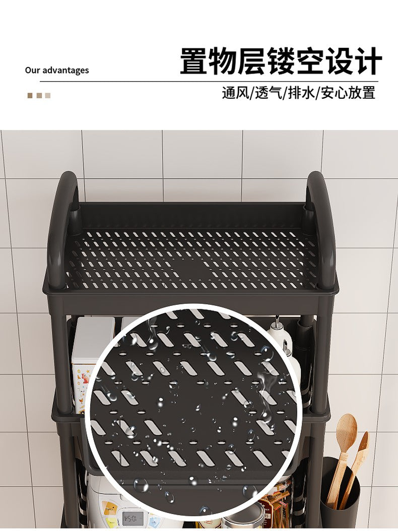 4 Layer Tool Free Assembly Multifunction One Side Open Shelves / Basket With Roller And Handle