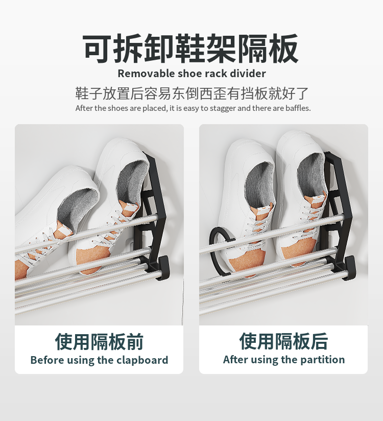 2 Layer Screwless Multi-function Behind Door /Toilet 42cm Shoe Shelf Rack With Hook Black