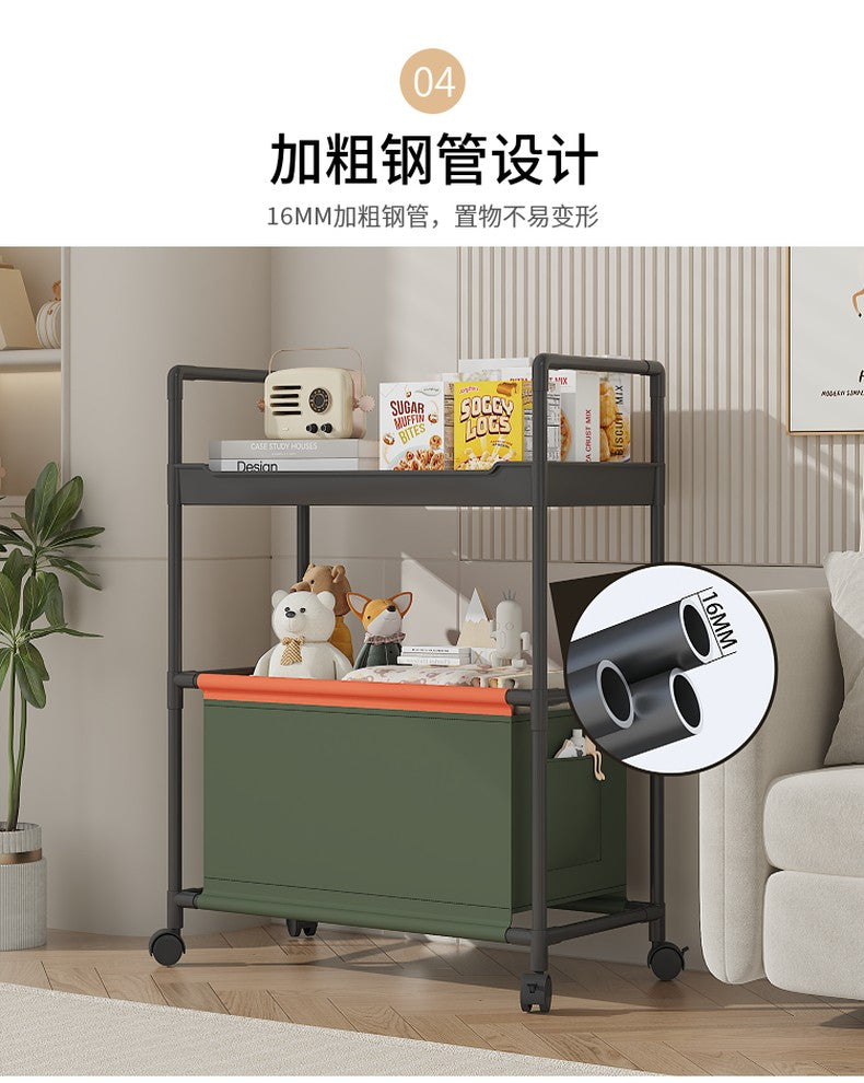 2 Layer (1 Layer Shelf + 1 Layer Basket) Dirty Clothes Hamper / Basket With Roller and Handle Tool Free Assembly
