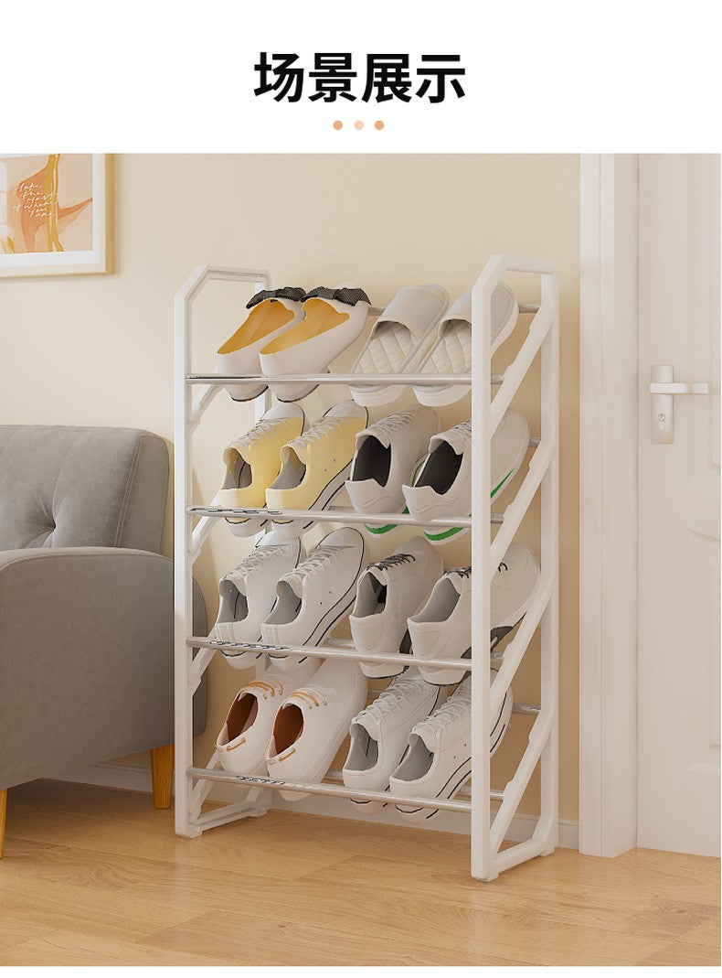 4 Layer Slanted Shoe Shelf Rack Black Tool Free Assembly