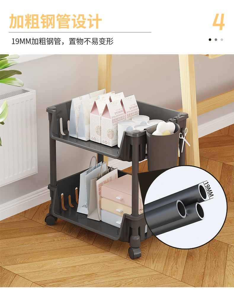 2 Layer Screwless Tool-Free Multifunction Table Shelves / Basket Without Roller Tool Free Assembly