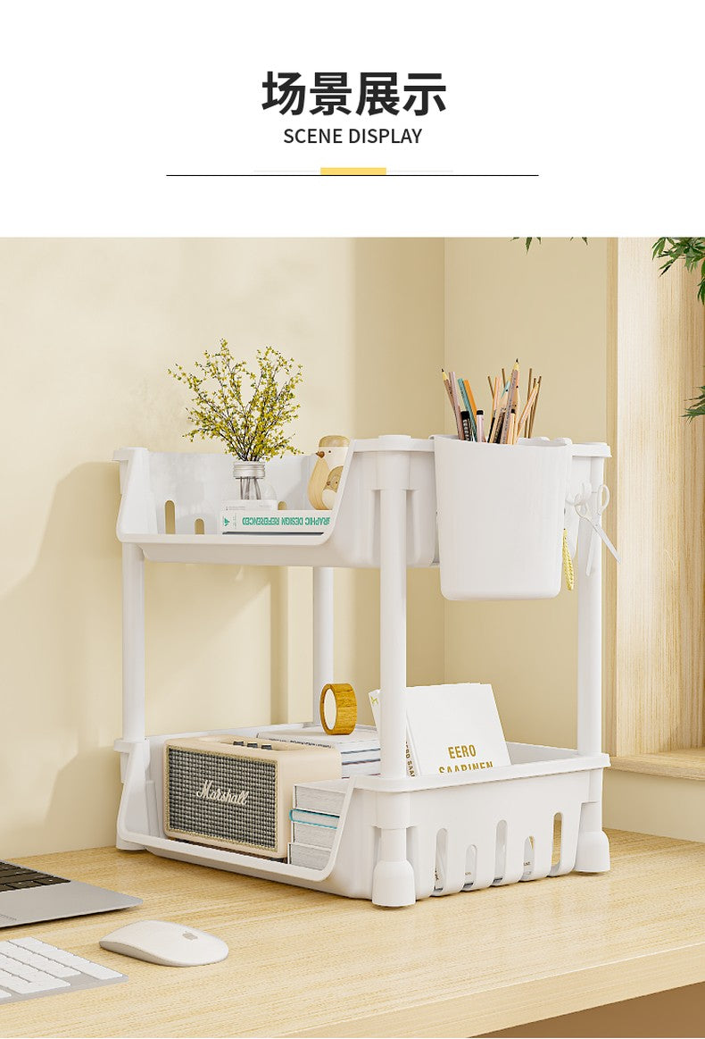 2 Layer Screwless Tool-Free Multifunction Table Shelves / Basket Without Roller Tool Free Assembly