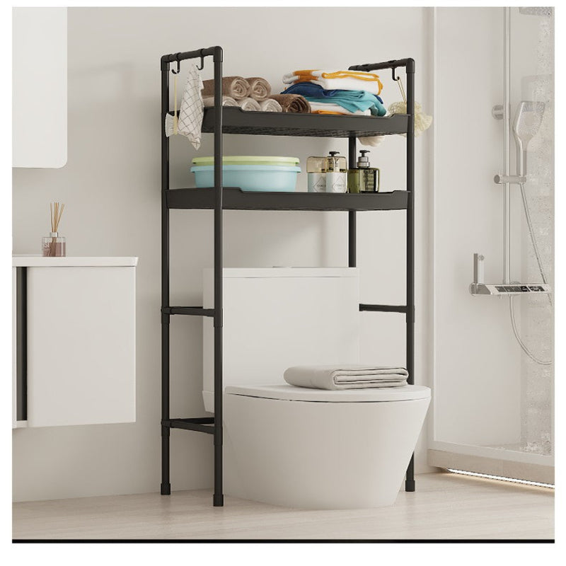 Tool Free Assembly 2 Layer Big Over Toilet Storage / Bathroom Shelves and Organizer With Hook
