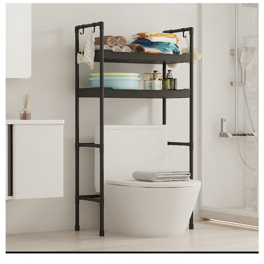 Tool Free Assembly 2 Layer Big Over Toilet Storage / Bathroom Shelves and Organizer With Hook