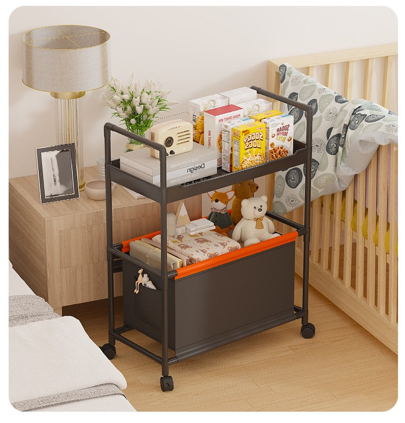 2 Layer (1 Layer Shelf + 1 Layer Basket) Dirty Clothes Hamper / Basket With Roller and Handle Tool Free Assembly