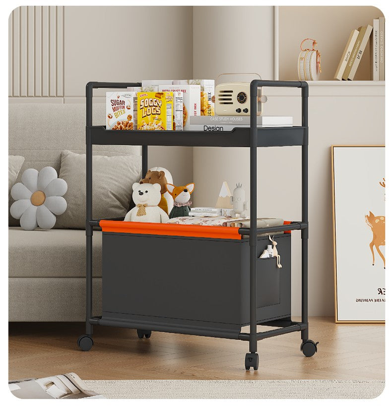 2 Layer (1 Layer Shelf + 1 Layer Basket) Dirty Clothes Hamper / Basket With Roller and Handle Tool Free Assembly