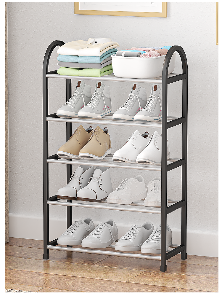5 Layer Nordic Style Shoe Shelf Rack Black Tool Free Assembly