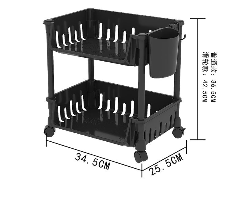 2 Layer Screwless Tool-Free Multifunction Table Shelves / Basket Without Roller Tool Free Assembly