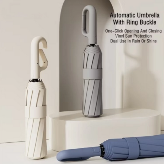 10 Double Bone High Quality Anti-UV Foldable Automatic Rainy Or Sunny Umbrella Buckle Handle With Cover