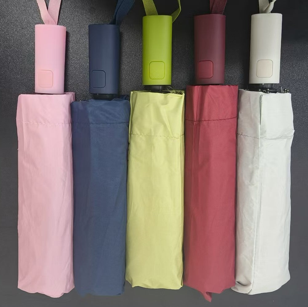 8 Thick Bone High Quality Anti-UV Portable Foldable Automatic Rainy Or Sunny Umbrella Flat Handle With Cover