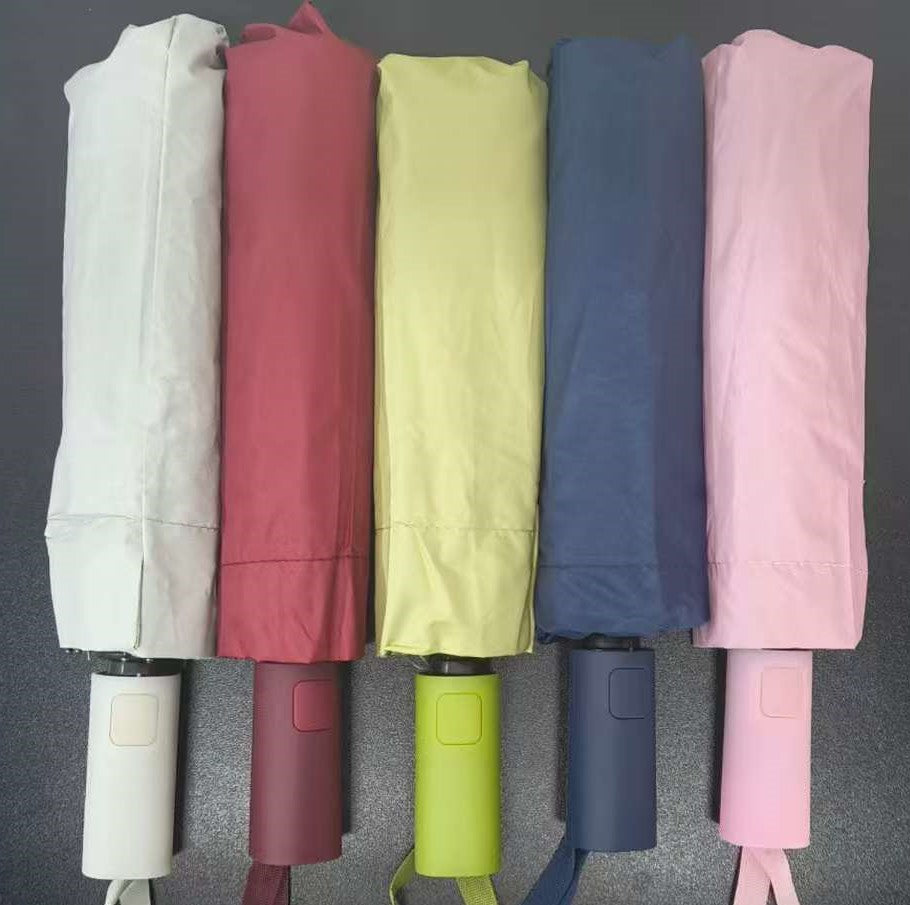 8 Thick Bone High Quality Anti-UV Portable Foldable Automatic Rainy Or Sunny Umbrella Flat Handle With Cover