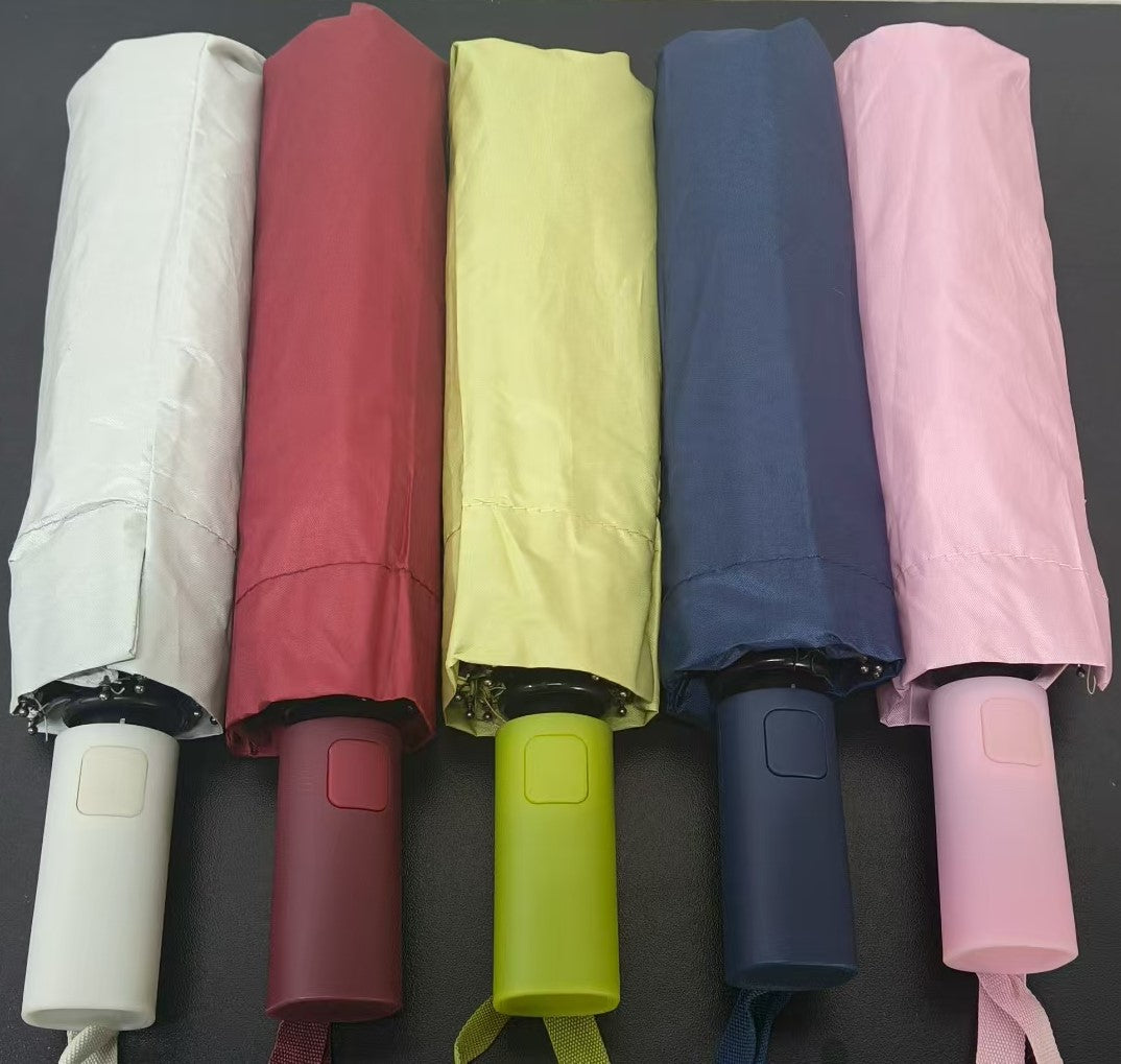 8 Thick Bone High Quality Anti-UV Portable Foldable Automatic Rainy Or Sunny Umbrella Flat Handle With Cover