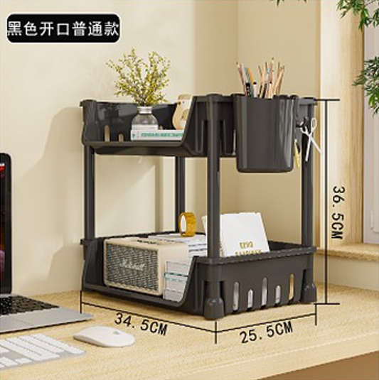 2 Layer Screwless Tool-Free Multifunction Table Shelves / Basket Without Roller Tool Free Assembly