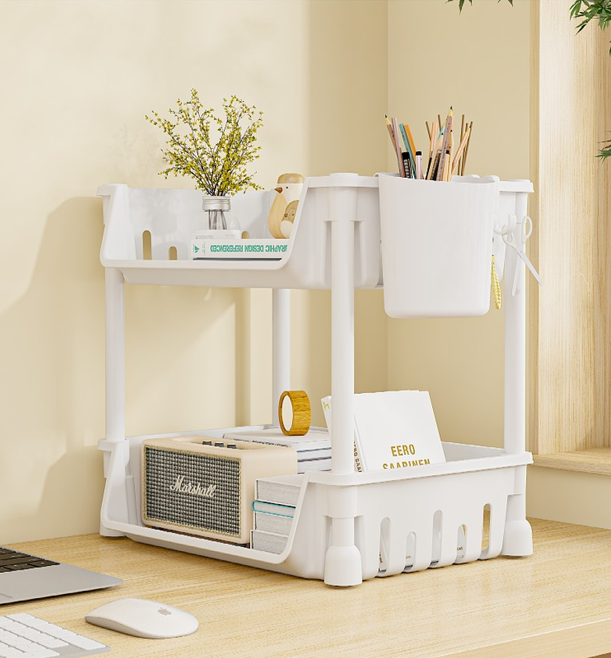 2 Layer Screwless Tool-Free Multifunction Table Shelves / Basket Without Roller Tool Free Assembly