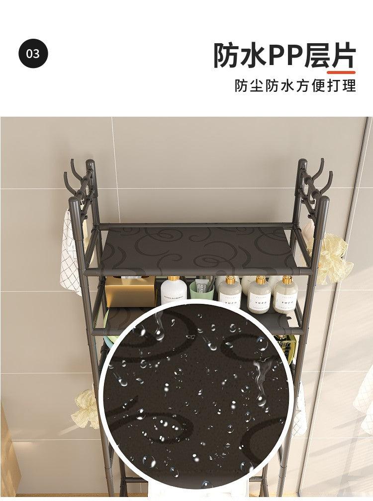 Tool Free Assembly 2 Layer Big Over Washer /Over Toilet /Bathroom /Backyard Shelves and Organizer With Hook