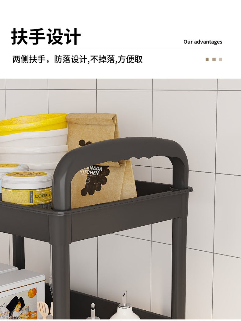 4 Layer Tool Free Assembly Multifunction One Side Open Shelves / Basket With Roller And Handle
