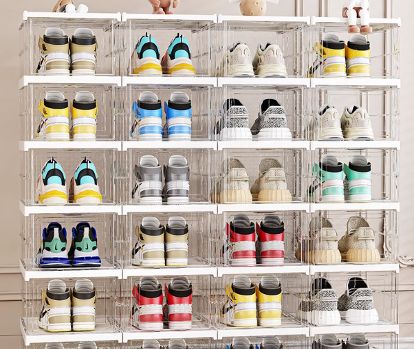 6-Tier Foldable Transparent Shoe Storage Box Organizer