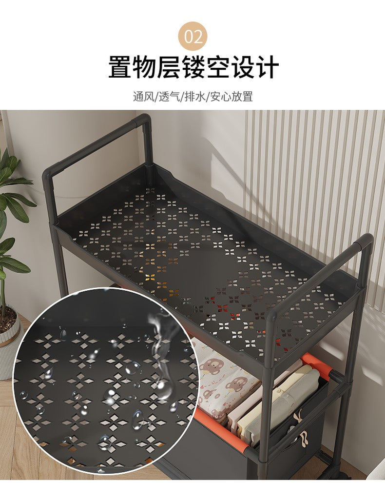 2 Layer (1 Layer Shelf + 1 Layer Basket) Dirty Clothes Hamper / Basket With Roller and Handle Tool Free Assembly