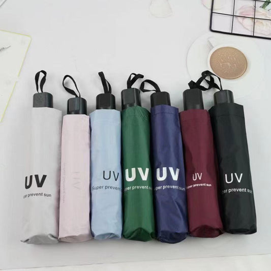 8 Bone High Quality Anti-UV Portable Foldable Rainy Or Sunny Umbrella With Cover