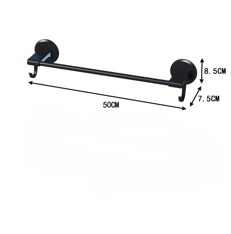 Multi function Screwless Wall Mounted Single Rod Towel Rack With Hook 50cm